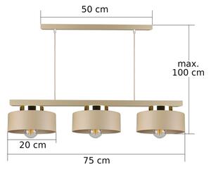 Candelabru suspendat pe cablu IGNIA 3xE27/60W/230V bej/auriu