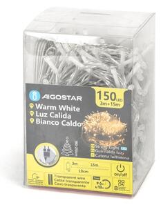 Aigostar - Ghirlandă LED de exterior pentru Crăciun, 150 LED/8 funcții, 18m, IP44, alb cald