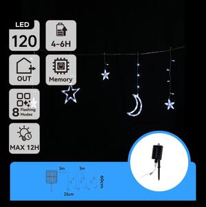 Aigostar - Ghirlandă solară LED de Crăciun, 120 LED, 8 funcții, 3 x 0,6 m, 500 mAh, IP65, alb rece