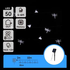 Aigostar - Ghirlandă solară decorativă cu LED, 50 LED, 8 moduri, 10 m, 800 mAh, IP65, alb rece