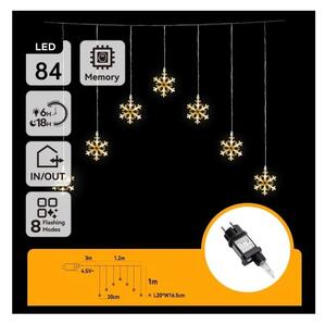 Aigostar - Ghirlandă LED pentru exterior, 84 LED, 230 V, 1,2 x 1 m, IP44, alb cald, fulgi de zăpadă