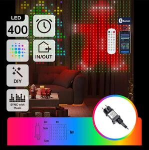 Aigostar - Ghirlandă LED decorativă RGBY 400xLED/15W/230V 1x1m IP44 + telecomandă