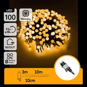 Aigostar - Ghirlandă LED decorativă pentru exterior 100xLED/3,6W/230V/8 funcții 10m IP44 alb cald