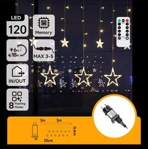 Aigostar - Ghirlandă LED de Crăciun pentru exterior, 120xLED/6W/230V/8 funcții, 3x0,6 m, IP44, alb cald + telecomandă