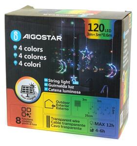 Aigostar - LED RGBY Ghirlandă de Crăciun solară 120xLED/8 funcții 3x0,6m 500 mAh IP65