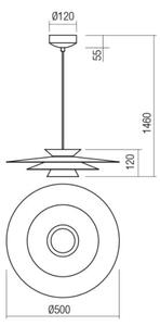 Redo 01-3003 - lustră LED FARGO suspendată pe cablu, 16,5 W, 230 V, diam. 50 cm, bej/alb