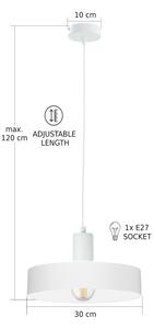 Lustră pe cablu ARCANE 1xE27/60W/230V, alb