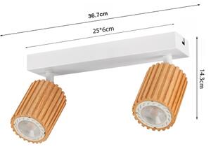 Brilagi - Spot MODERN WOOD 2xGU10/8W/230V, lemn/alb