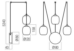 Redo 01-3485 - Aplica de perete LED dimabilă KHADI, 3xLED/5,5W/230V, negru/fumuriu