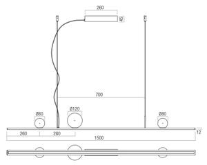 Redo 01-4301 - Lustră DUNE LED reglabilă pe cablu, 48W/230V, finisaj auriu