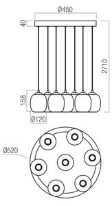 Redo 01-3489 - Lustru LED dimabil suspendat pe cablu KHADI 7xLED/5W/230V negru/fumuriu
