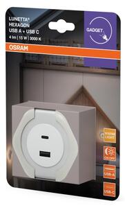 Osram - LUNETTA LED/15W/230V, lampă de veghe cu priză și port USB