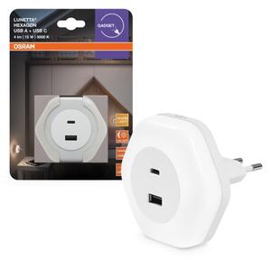 Osram - LUNETTA LED/15W/230V, lampă de veghe cu priză și port USB