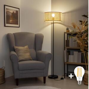 Brilagi - Lampă de podea LED CERIA 1xE27/40W/230V, diametru 25 cm, bambus/negru