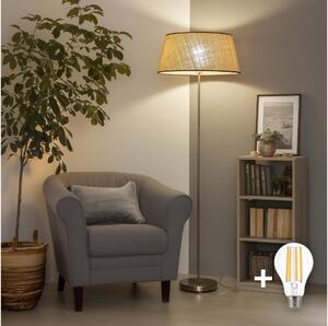Brilagi - Lampă LED de podea CERIA 1xE27/40W/230V, diametru 50 cm, bej/crom mat