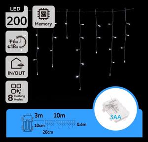 Aigostar - Ghirlandă LED de exterior 200xLED/8 funcții 13x0,6m IP44 alb rece