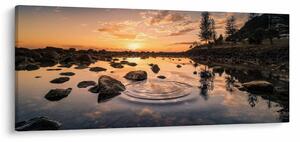 Tablou - Apus de soare la lac (120x50 cm)