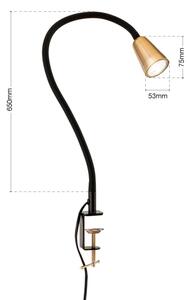Orion - Lampă de birou flexibilă cu clemă DOTTY 1xGU10/10W/230V alamă/neagră
