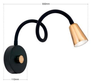 Orion DOTTY - Lampă de perete flexibilă dimmabilă 1xGU10/10W/230V negru/alamă
