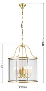 Orion - Candelabru BRUNO cu lanț, 6xE14/40W/230V, diam. 43 cm, auriu