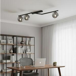 Plafonieră NATON, 3x E14, 10W, 230V, negru/fumuriu