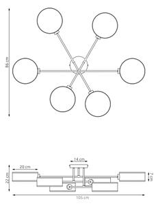 Lustră aplicată MAGA, 6x E14, 10W, 230V, maro