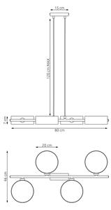 Lustră cu cablu DRUMZ 4xE14/10W/230V negru/maro/gri