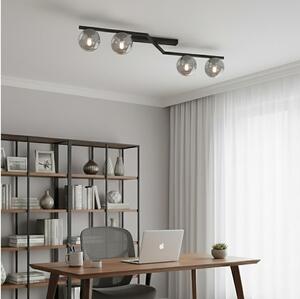 Plafonieră NATON, 4xE14/10W/230V, negru/fumuriu
