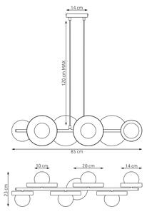 Lustră suspendată pe cablu MODEL 6xG9/8W/230V, albă