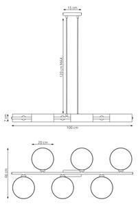 Lustră pe cablu DRUMZ 6xE14/10W/230V negru/gri