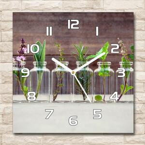 Ceas din sticlă pătrat Plantele în borcane
