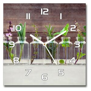 Ceas din sticlă pătrat Plantele în borcane