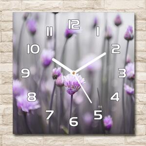 Ceas de sticlă pe perete pătrat flori arpagic