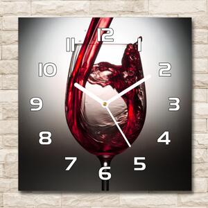 Ceas perete din sticlă pătrat vin rosu
