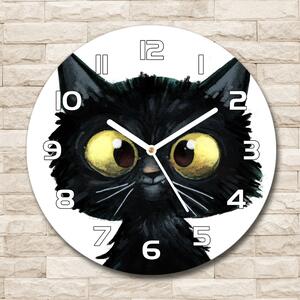Ceas de sticlă pe perete rotund Ilustrarea unei pisici
