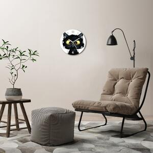 Ceas de sticlă pe perete rotund Ilustrarea unei pisici