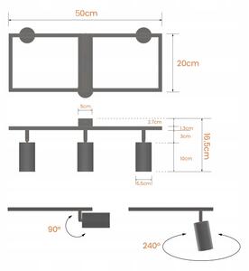 Spot aplicat 3x GU10, 30W, 230V, alb