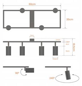 Spot 4x GU10/30W/230V, negru