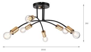 Lustru aplicat ANYA, 6 x E27, 15 W, 230 V, negru/auriu