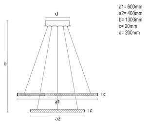 Candelabru LED dimmabil suspendat pe cablu LED/150W/230V 3000-6500K + telecomandă