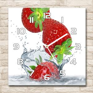 Ceas pătrat de perete din sticlă Căpșuni și apă