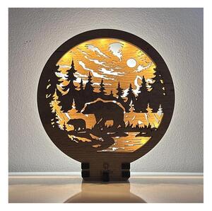 Li-Go 23595/DUB2 - Decorațiune de masă LED reglabilă, 12W, 230V, 20x22 cm, finisaj stejar