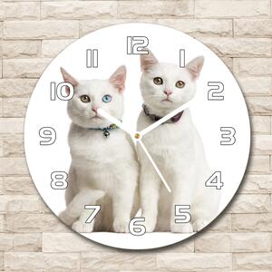 Ceas din sticlă rotund pisici albe