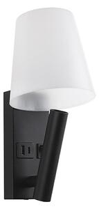 Lampă de perete LED cu port USB, 2W, 230V, 3000K, negru/alb
