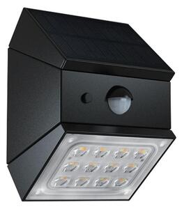 Aplică solară de perete cu senzor, LED 2,5 W / 3,7 V, IP65, 1200 mAh, negru