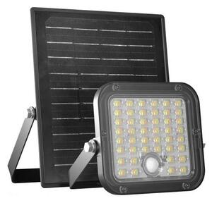 Proiector solar LED cu senzor, 10W, 3,7V, 4000K, IP65, 3600 mAh + telecomandă