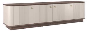 Comodă TV Vesper 4D 187 cm - cașmir / nuc / mânere aurii
