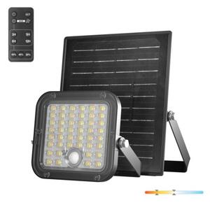 Proiector solar LED cu senzor, 10W, 3,7V, 4000K, IP65, 3600 mAh + telecomandă