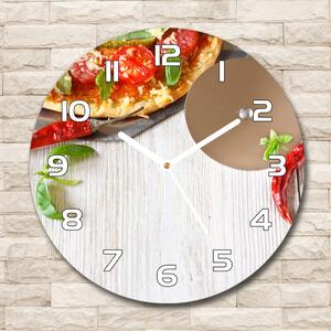 Ceas de sticlă pe perete rotund Pizza