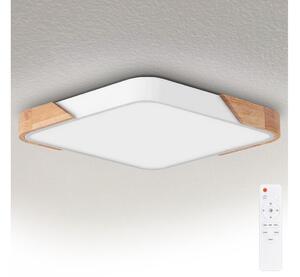 Brilagi - Plafonieră LED dimabilă PILANA, 60W, 230V, stejar/alb, 56x56 cm + telecomandă